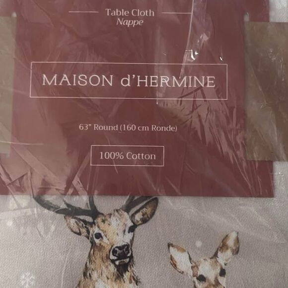 Maison d' Hermine Deer In The Woods Round Tablecloth - Picture 5 of 7